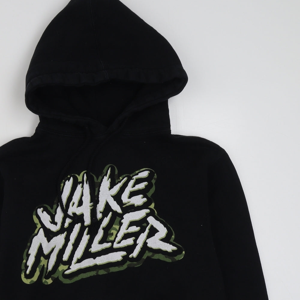 Jake Miller Mens Black  Cotton Pullover Hoodie Size XS