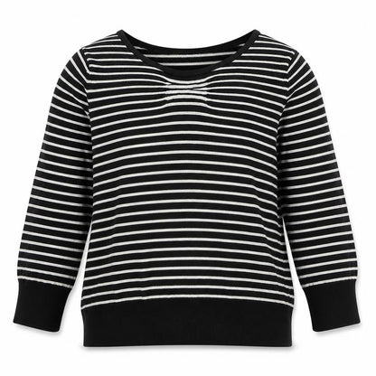 Country Casuals Womens Black Boat Neck Striped Viscose Pullover Jumper Size L