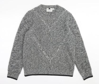 Topman Mens Grey Crew Neck  Acrylic Pullover Jumper Size S