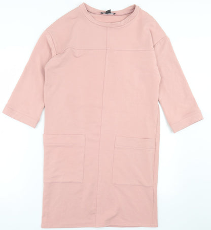 Atmosphere Womens Pink  Polyester Jumper Dress  Size 8  Crew Neck Pullover