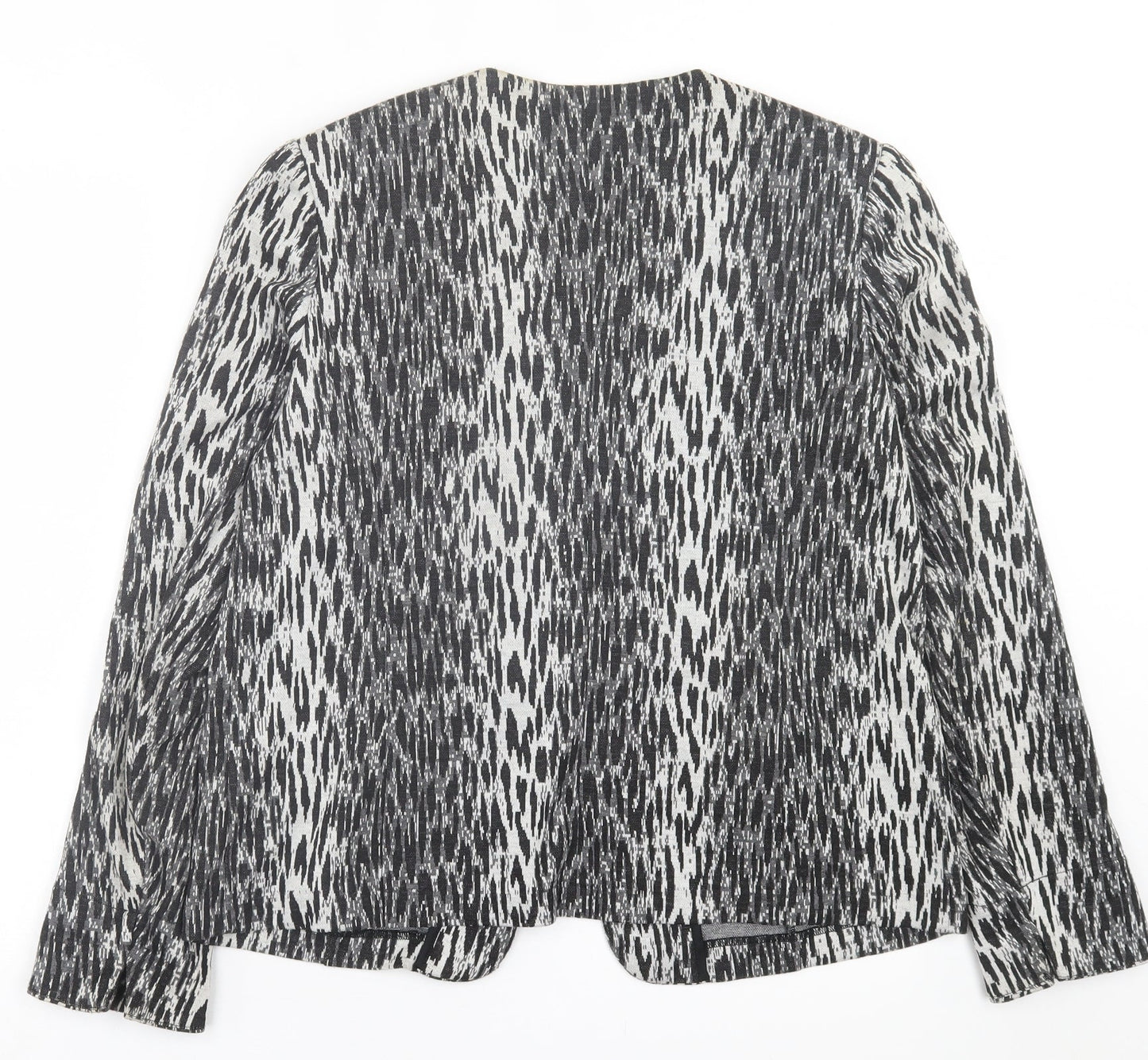 Damart Womens Black Geometric  Jacket Blazer Size 16  Hook & Eye