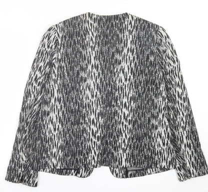 Damart Womens Black Geometric  Jacket Blazer Size 16  Hook & Eye