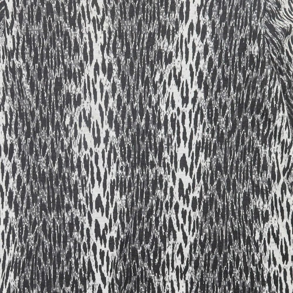 Damart Womens Black Geometric  Jacket Blazer Size 16  Hook & Eye