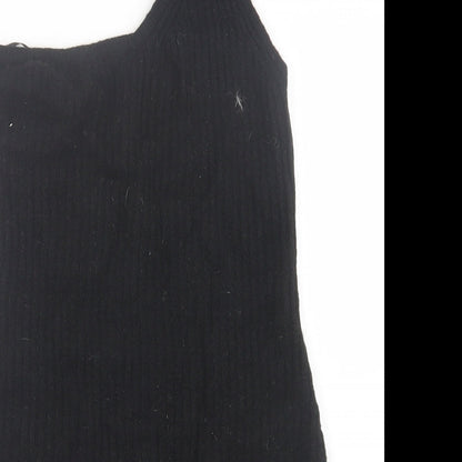 H&M Womens Black  Acrylic Jumper Dress  Size M  One Shoulder Pullover