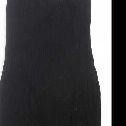 H&M Womens Black  Acrylic Jumper Dress  Size M  One Shoulder Pullover