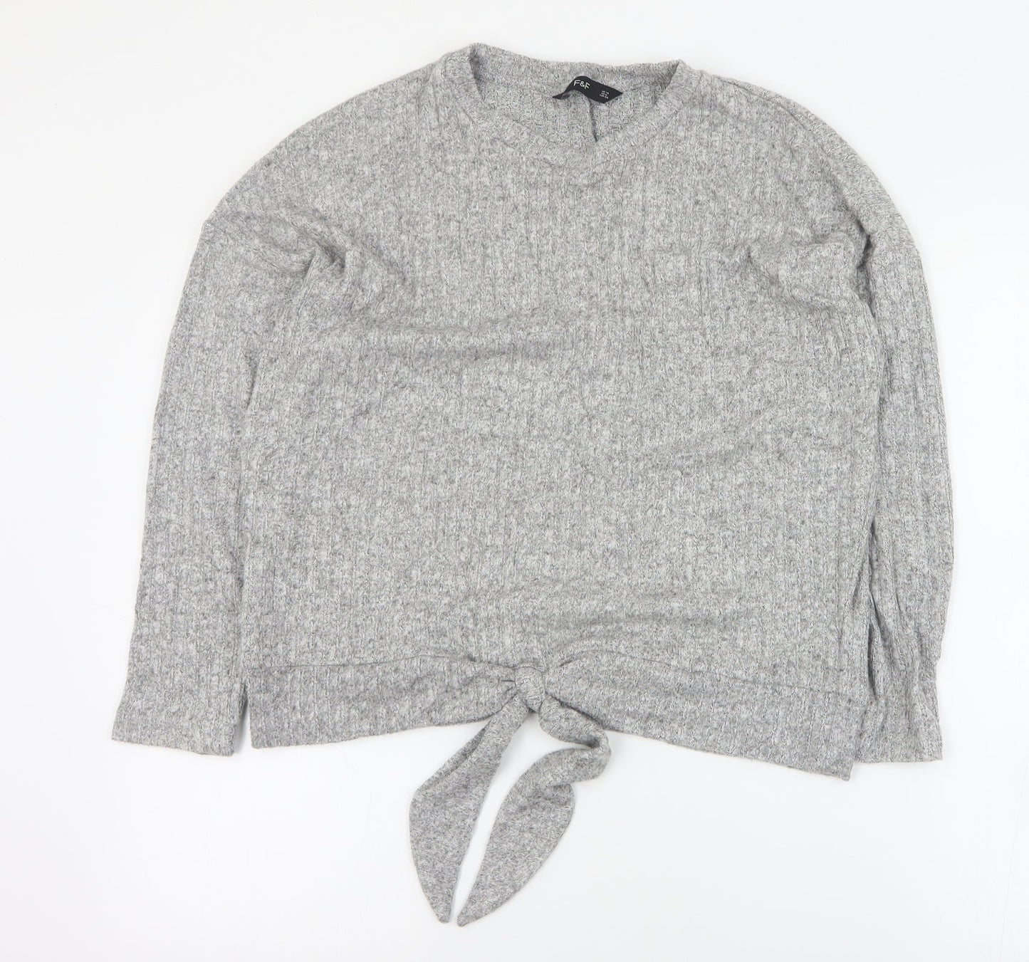 F&F Womens Grey Round Neck  Viscose Pullover Jumper Size 10