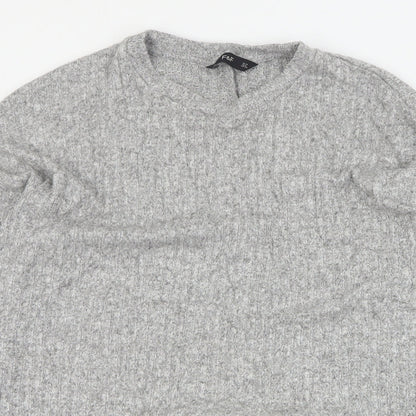 F&F Womens Grey Round Neck  Viscose Pullover Jumper Size 10