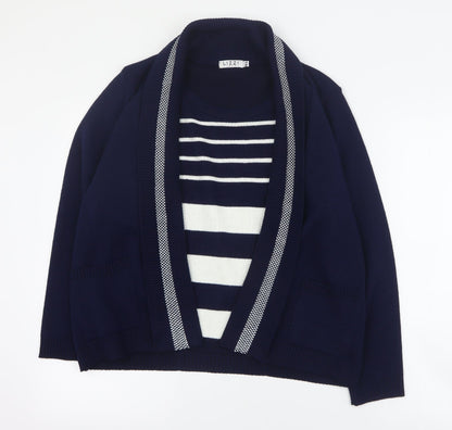 Lizzi Clarke Womens Blue Round Neck Striped Acrylic Pullover Jumper Size M   - M/L