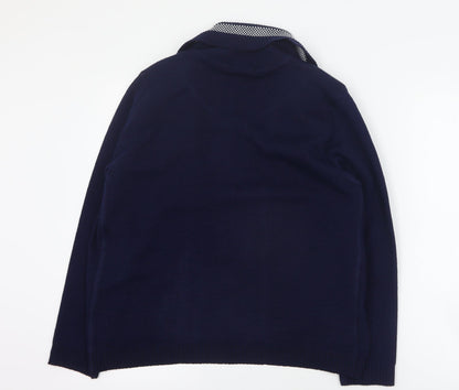 Lizzi Clarke Womens Blue Round Neck Striped Acrylic Pullover Jumper Size M   - M/L