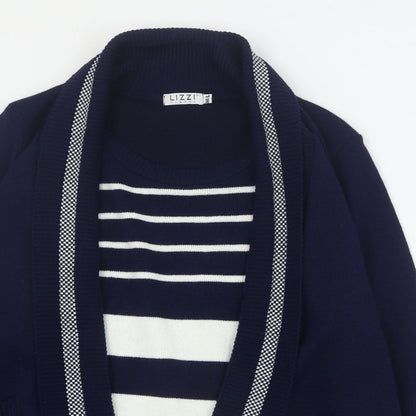 Lizzi Clarke Womens Blue Round Neck Striped Acrylic Pullover Jumper Size M   - M/L