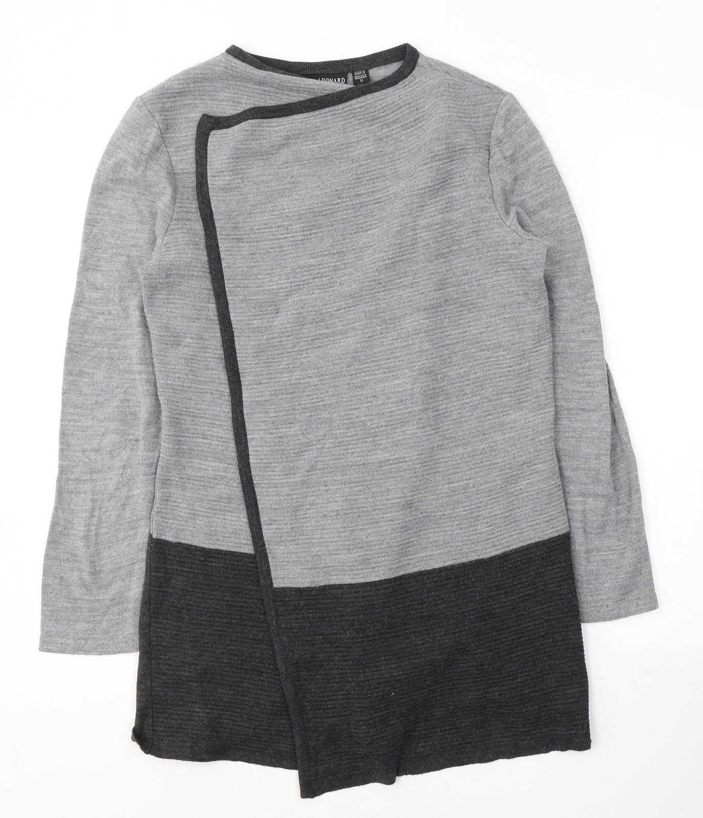 Womens UK Size M Nina Leonard Grey Wrap Jumper