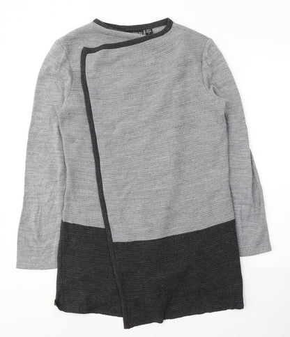 Womens UK Size M Nina Leonard Grey Wrap Jumper