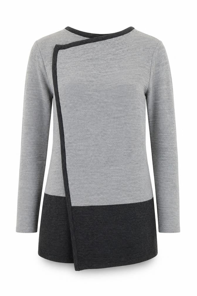 Womens UK Size M Nina Leonard Grey Wrap Jumper