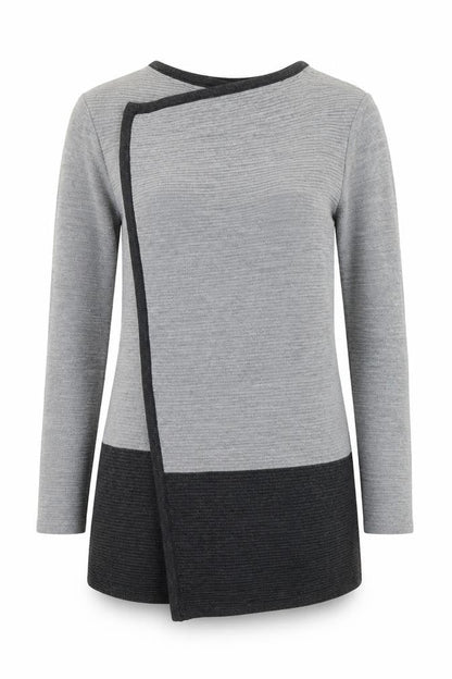 Womens UK Size M Nina Leonard Grey Wrap Jumper