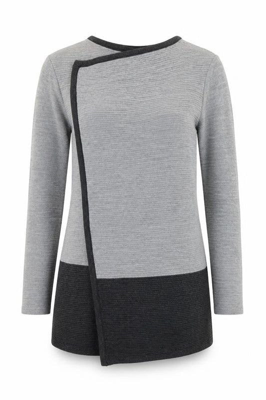 Womens UK Size M Nina Leonard Grey Wrap Jumper