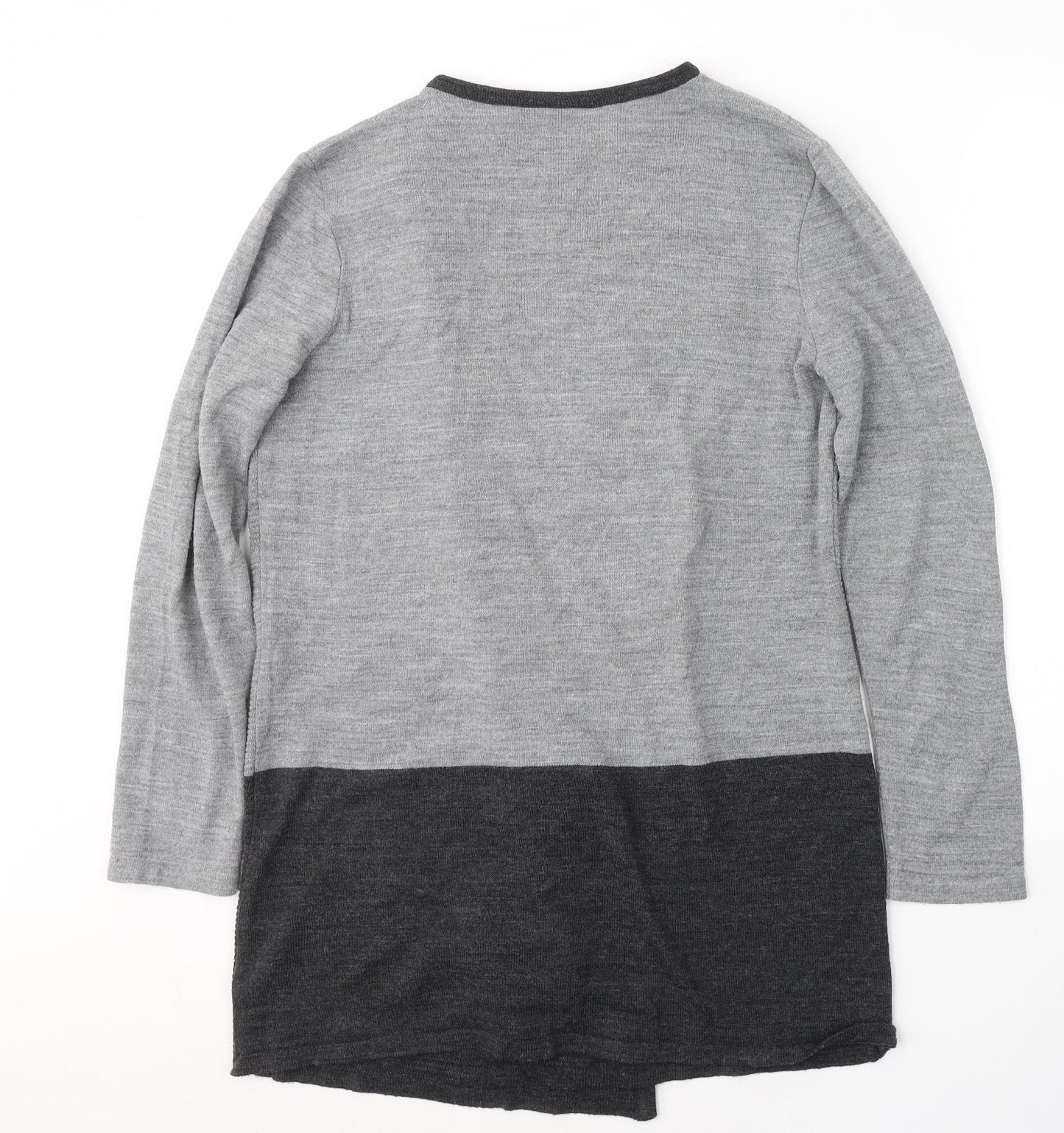 Womens UK Size M Nina Leonard Grey Wrap Jumper