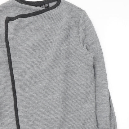 Womens UK Size M Nina Leonard Grey Wrap Jumper