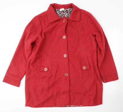 Womens UK Size L Anne De Lancay Red Pea Coat