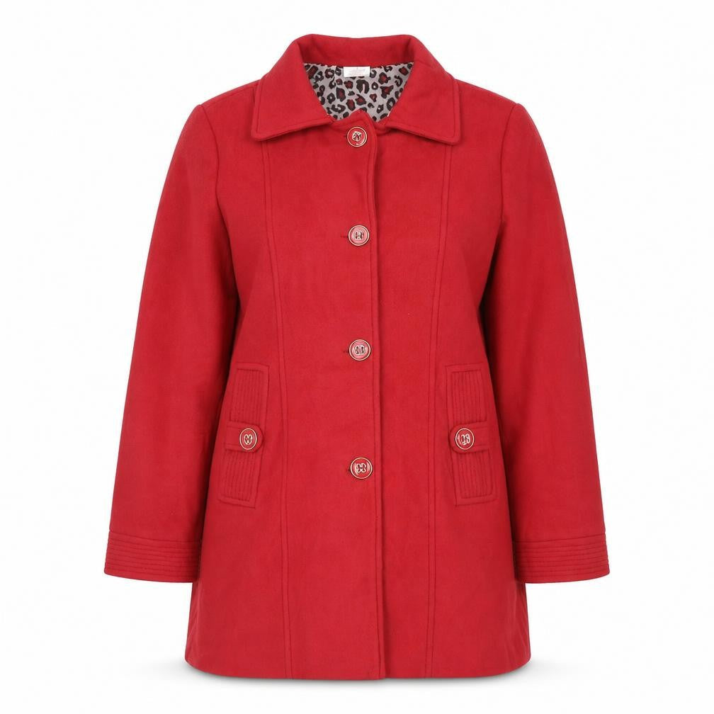 Womens UK Size L Anne De Lancay Red Pea Coat