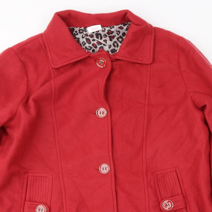 Womens UK Size L Anne De Lancay Red Pea Coat