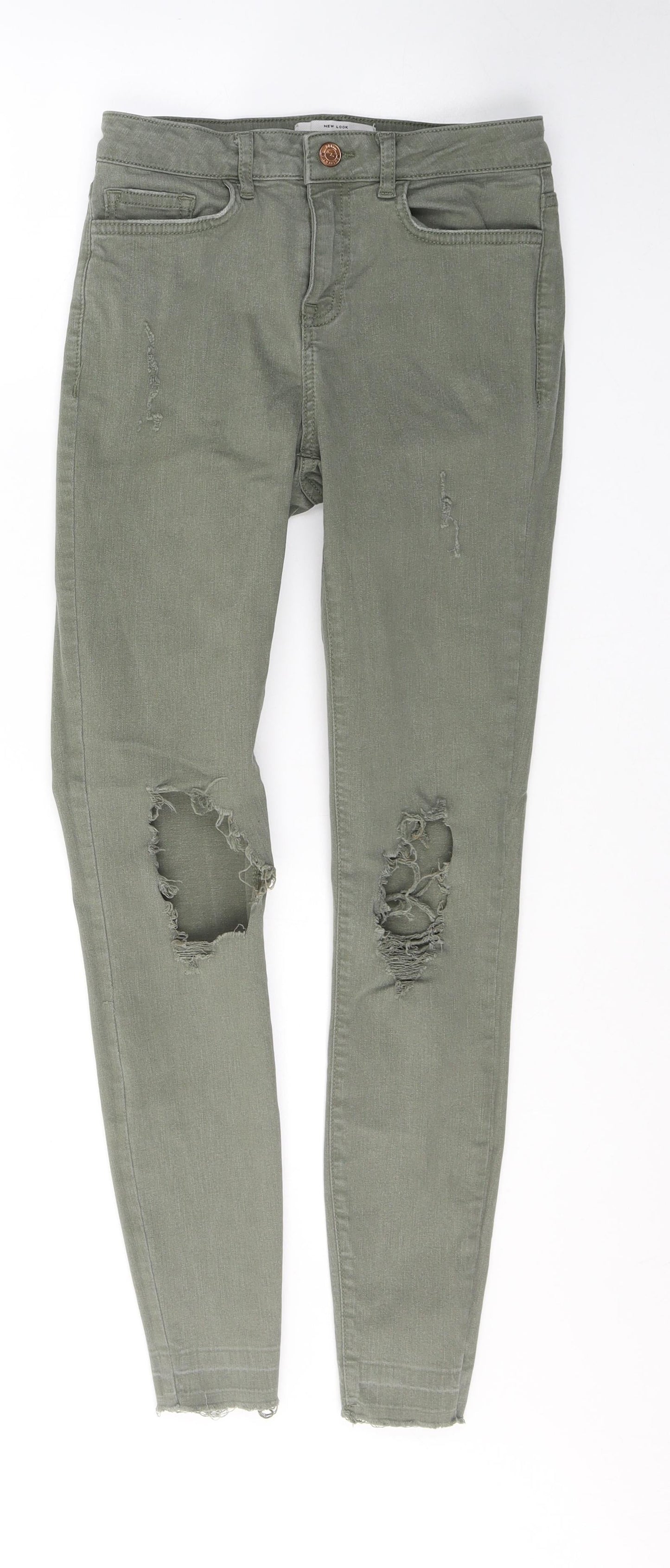 New Look Womens Green  Cotton Skinny Jeans Size 8 L27 in Regular Button