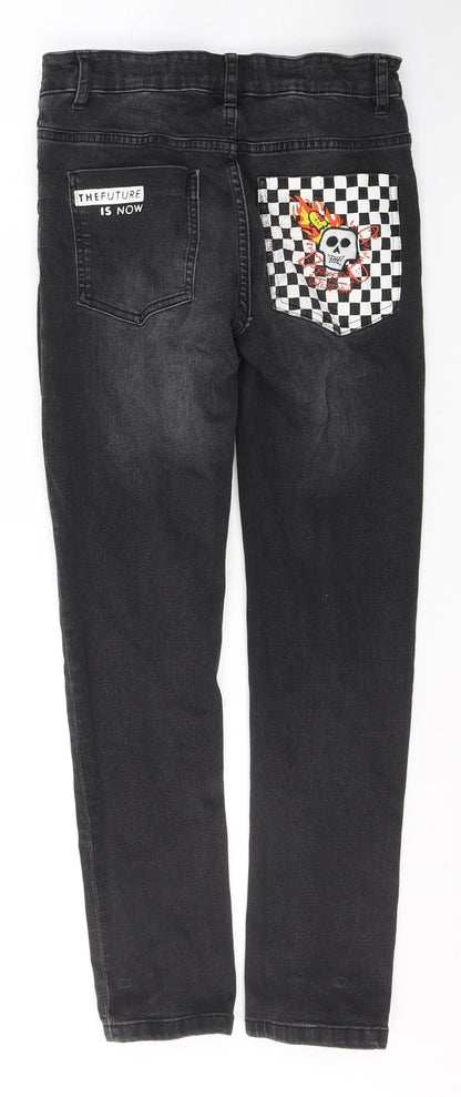 NEXT Girls Black  Cotton Skinny Jeans Size 13 Years  Regular Button - Future is now