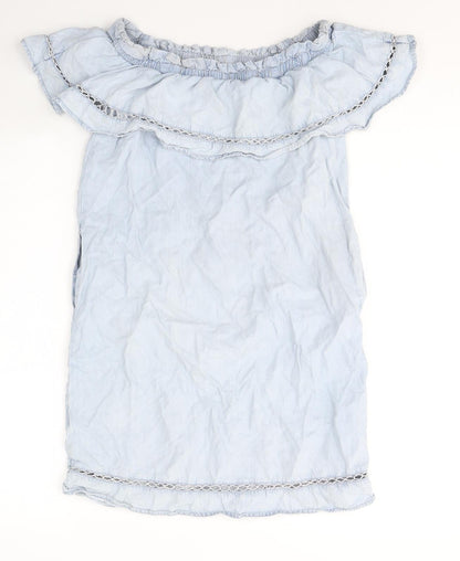 F&F Womens Blue  Lyocell T-Shirt Dress  Size 6  Off the Shoulder Pullover