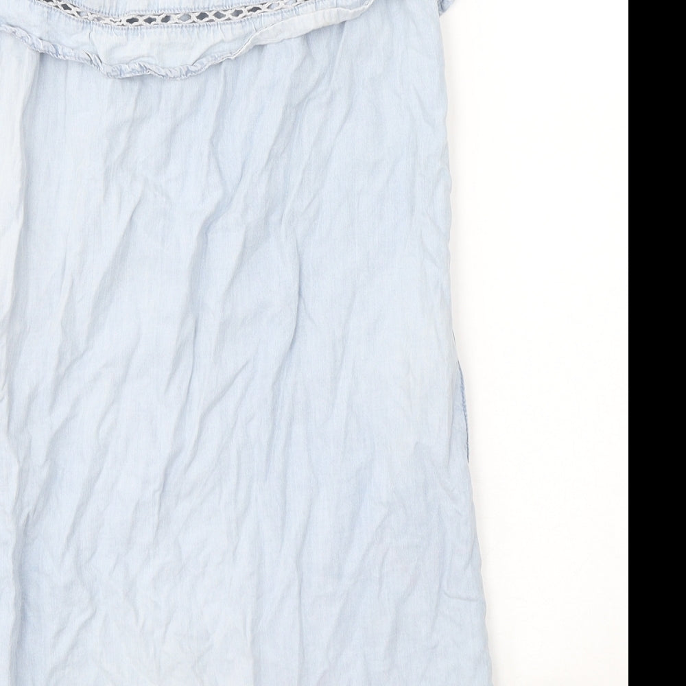 F&F Womens Blue  Lyocell T-Shirt Dress  Size 6  Off the Shoulder Pullover