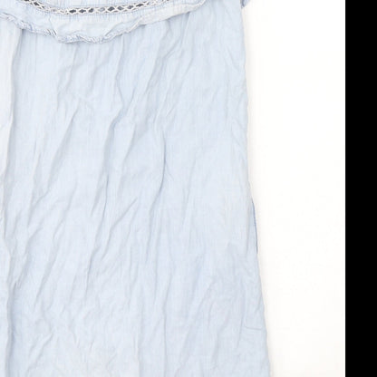 F&F Womens Blue  Lyocell T-Shirt Dress  Size 6  Off the Shoulder Pullover