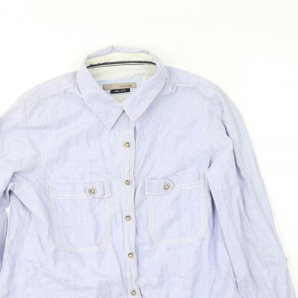 Womens UK Size 8 River Island Blue Basic Button-Up