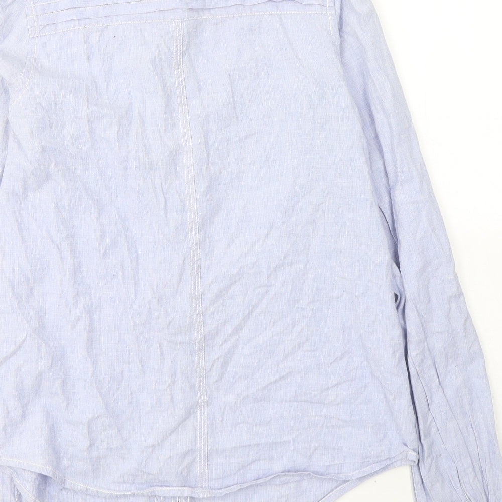 Womens UK Size 8 River Island Blue Basic Button-Up