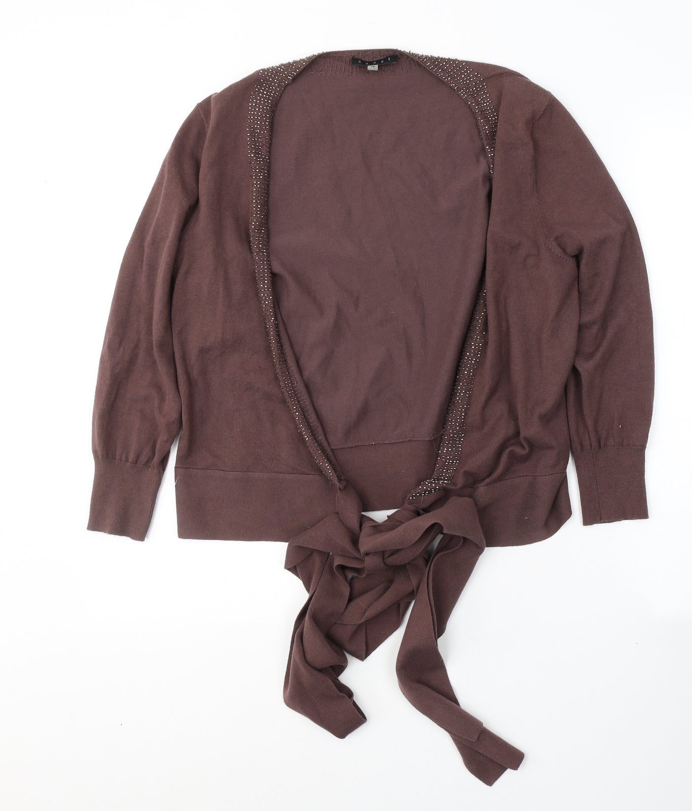 Coast Womens Brown V-Neck  Cotton Cardigan Jumper Size 16