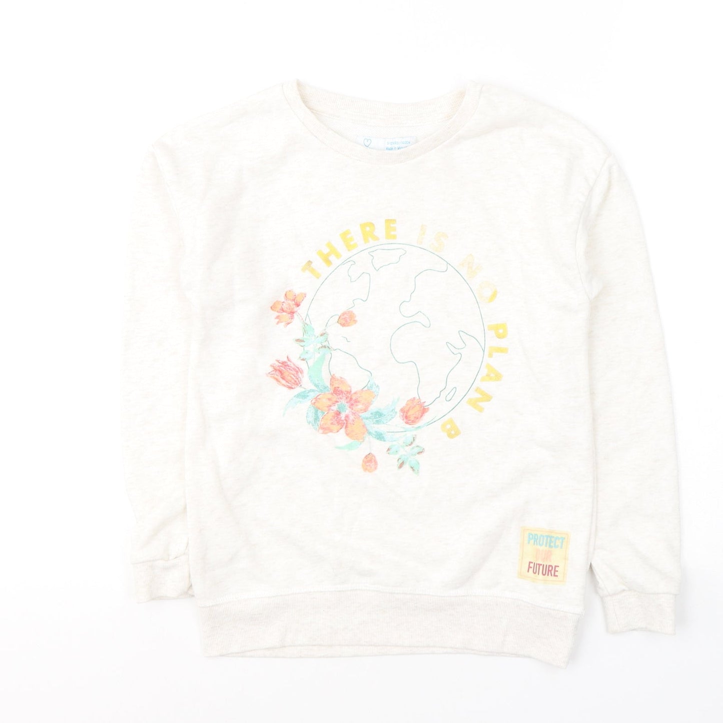 Primark Girls Ivory  Cotton Pullover Sweatshirt Size 8-9 Years  Pullover - Sav the planet