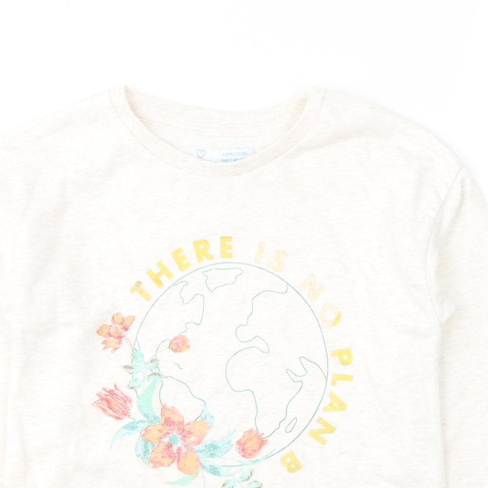 Primark Girls Ivory  Cotton Pullover Sweatshirt Size 8-9 Years  Pullover - Sav the planet