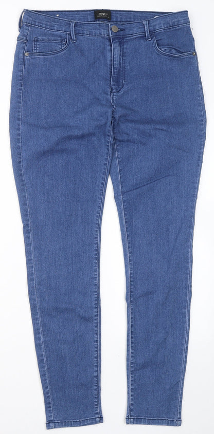 Only Womens Blue  Cotton Skinny Jeans Size XL L30 in Regular Button