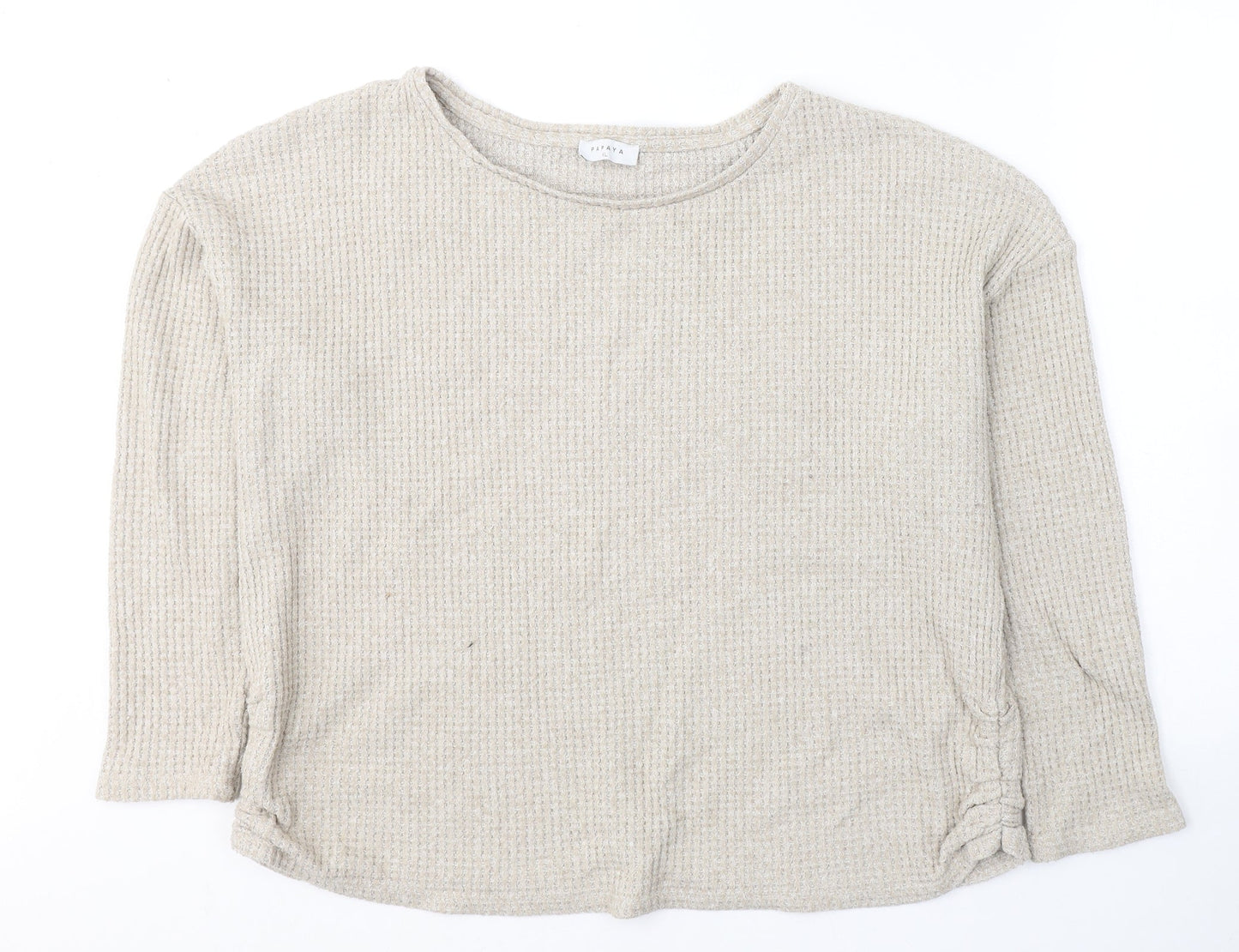 Papaya Womens Beige  Polyester Jersey T-Shirt Size XL Round Neck