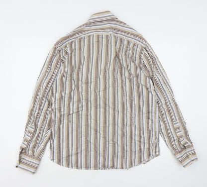 NEXT Mens Multicoloured Striped Cotton  Button-Up Size M Collared