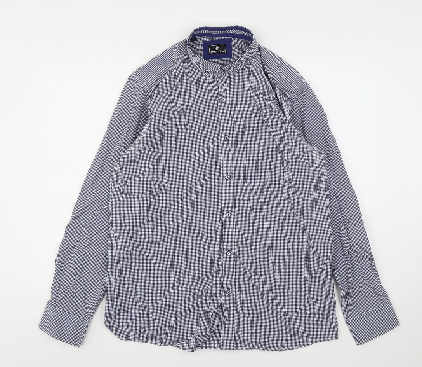 Mens UK Size L Daniel Rosso Blue  Button-Up Long Sleeve Casual Shirt