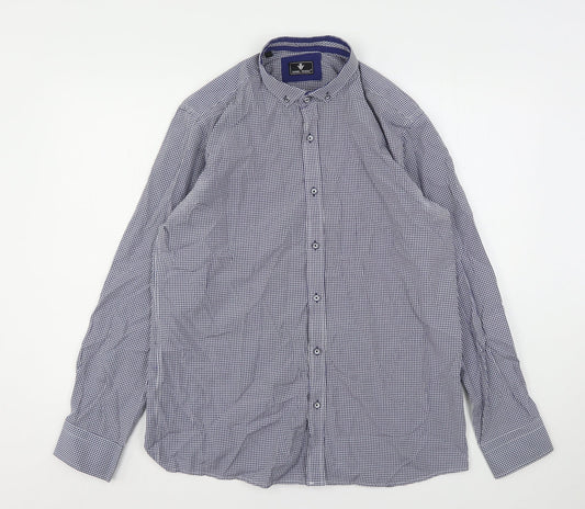 Mens UK Size L Daniel Rosso Blue  Button-Up Long Sleeve Casual Shirt