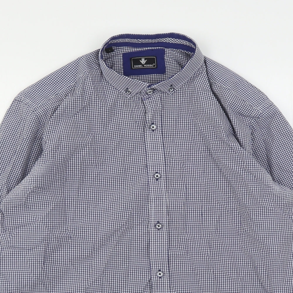Mens UK Size L Daniel Rosso Blue  Button-Up Long Sleeve Casual Shirt