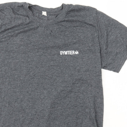 Gymter Mens Grey  Polyester  T-Shirt Size M Crew Neck