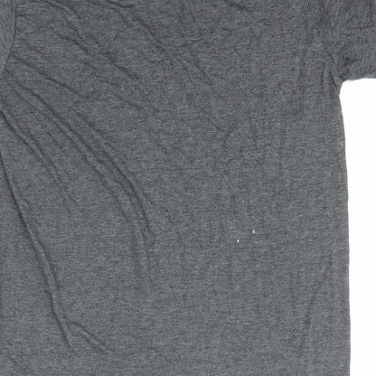 Gymter Mens Grey  Polyester  T-Shirt Size M Crew Neck