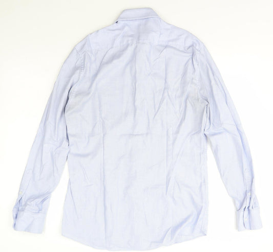 Marks and Spencer Mens Blue Check Cotton  T-Shirt Size 15.5 Collared