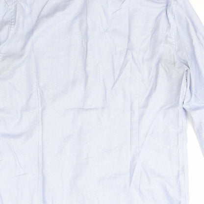 Marks and Spencer Mens Blue Check Cotton  T-Shirt Size 15.5 Collared