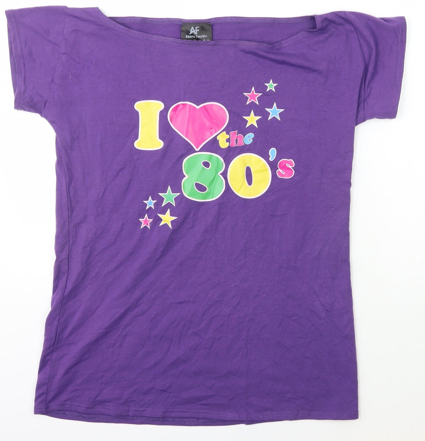 Amare Feechi Womens Purple  Cotton Basic T-Shirt Size XL Boat Neck