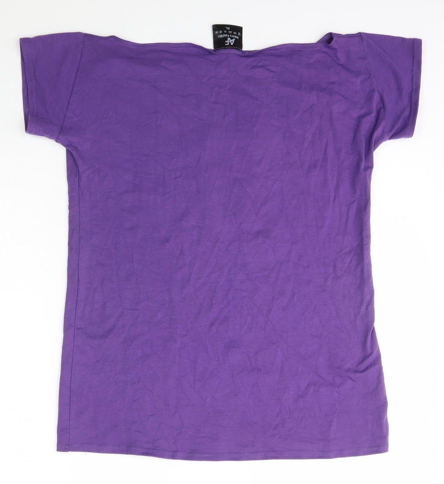 Amare Feechi Womens Purple  Cotton Basic T-Shirt Size XL Boat Neck