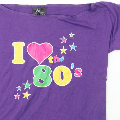 Amare Feechi Womens Purple  Cotton Basic T-Shirt Size XL Boat Neck