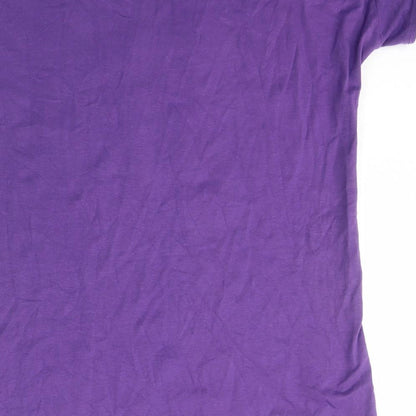 Amare Feechi Womens Purple  Cotton Basic T-Shirt Size XL Boat Neck