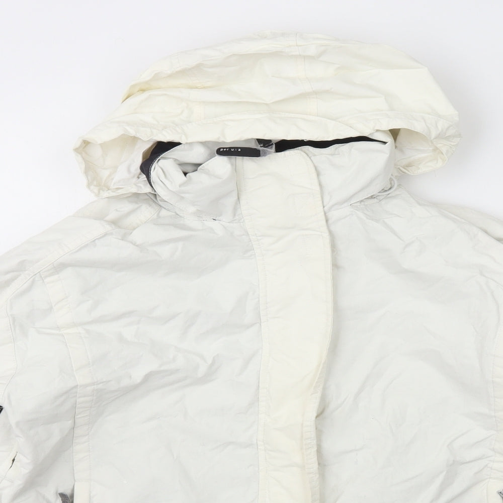 Per Una Womens White   Rain Coat Coat Size S  Zip