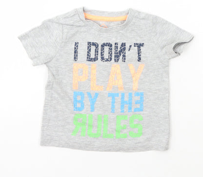 Mothercare Baby Grey  Cotton Basic T-Shirt Size 9-12 Months Crew Neck Pullover
